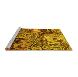 Sideview of Machine Washable Abstract Yellow Modern Rug, wshabs5331yw