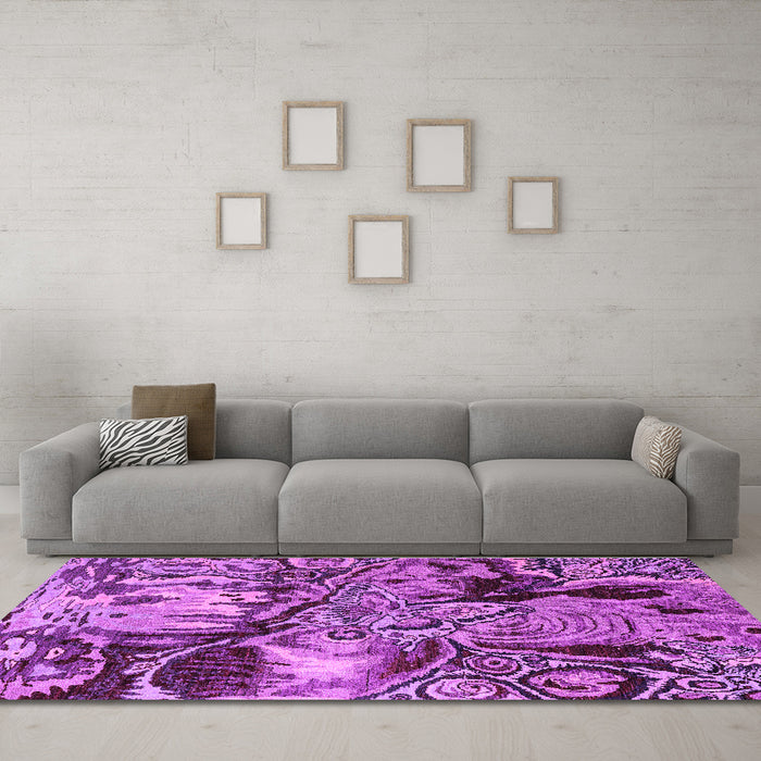 Machine Washable Abstract Purple Modern Area Rugs in a Living Room, wshabs5331pur