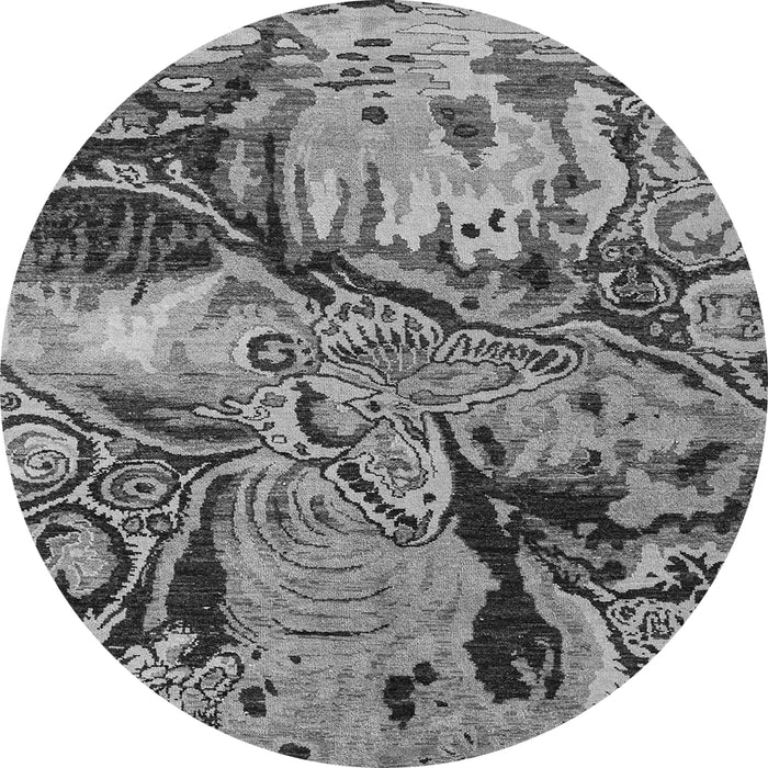 Round Machine Washable Abstract Gray Modern Rug, wshabs5331gry