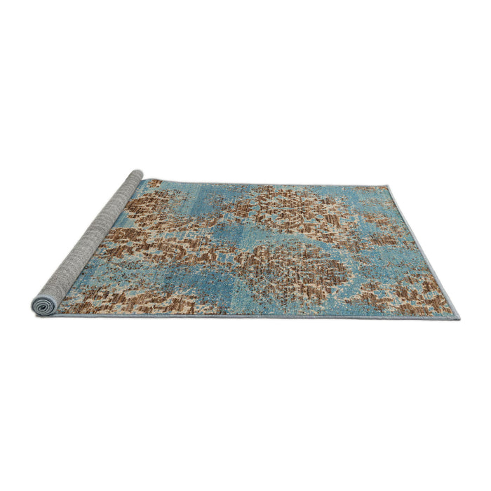 Sideview of Machine Washable Abstract Dark Almond Brown Rug, wshabs5332
