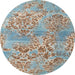 Round Abstract Dark Almond Brown Modern Rug, abs5332