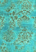 Machine Washable Abstract Turquoise Modern Area Rugs, wshabs5332turq