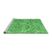 Sideview of Machine Washable Abstract Emerald Green Modern Area Rugs, wshabs5332emgrn