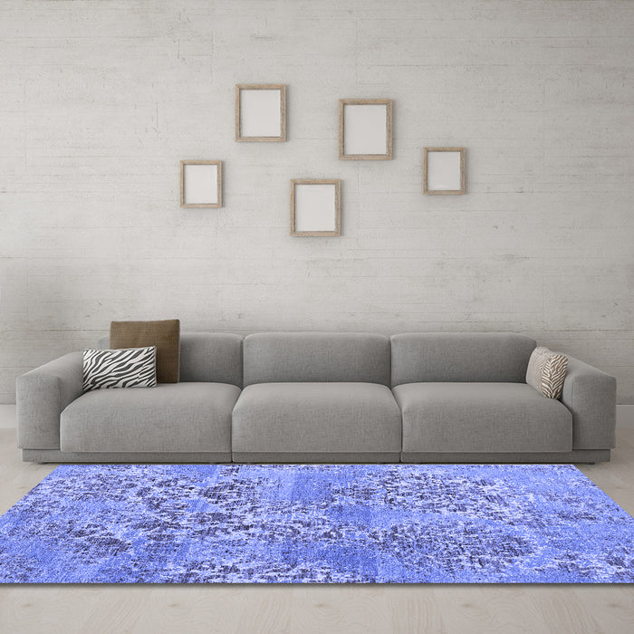 Machine Washable Abstract Blue Modern Rug in a Living Room, wshabs5332blu