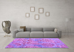 Machine Washable Abstract Purple Modern Area Rugs in a Living Room, wshabs5332pur