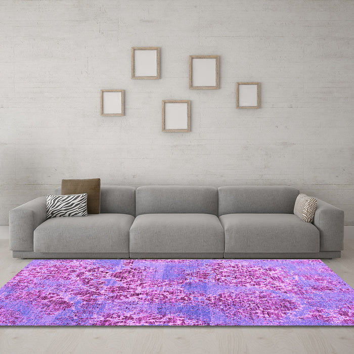 Machine Washable Abstract Purple Modern Area Rugs in a Living Room, wshabs5332pur