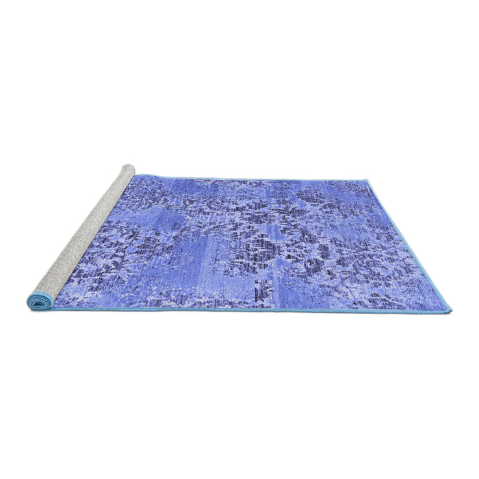 Sideview of Machine Washable Abstract Blue Modern Rug, wshabs5332blu