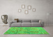 Machine Washable Abstract Green Modern Area Rugs in a Living Room,, wshabs5332grn