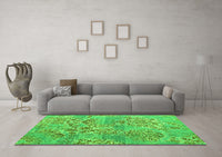 Machine Washable Abstract Green Modern Rug, wshabs5332grn