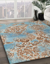 Abstract Dark Almond Brown Modern Rug, abs5332