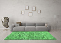 Machine Washable Abstract Emerald Green Modern Rug, wshabs5332emgrn