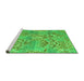 Sideview of Machine Washable Abstract Green Modern Area Rugs, wshabs5332grn