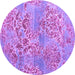 Round Abstract Purple Modern Rug, abs5332pur