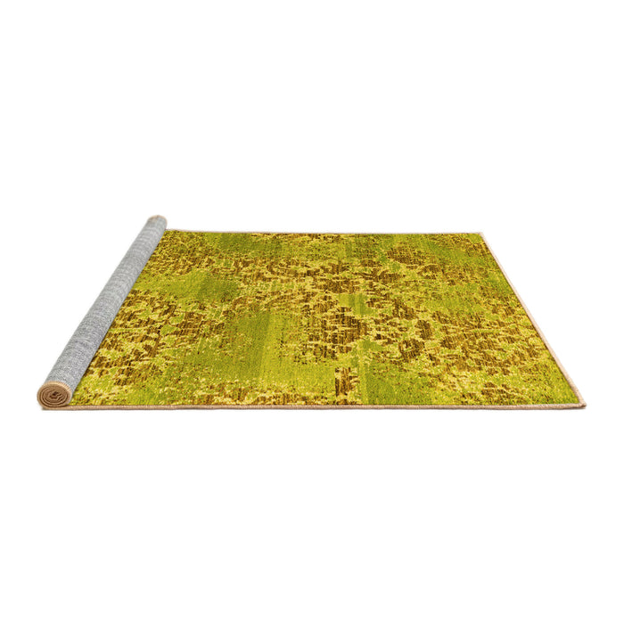 Sideview of Machine Washable Abstract Yellow Modern Rug, wshabs5332yw