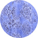 Round Machine Washable Abstract Blue Modern Rug, wshabs5332blu