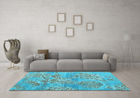 Machine Washable Abstract Light Blue Modern Rug, wshabs5332lblu