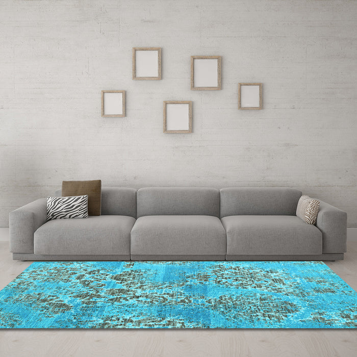 Machine Washable Abstract Light Blue Modern Rug in a Living Room, wshabs5332lblu