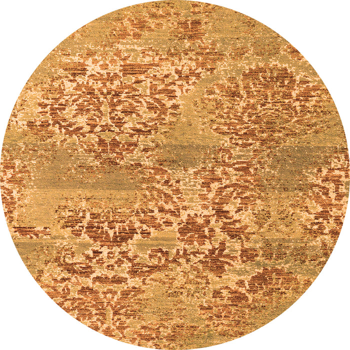 Round Machine Washable Abstract Orange Modern Area Rugs, wshabs5332org