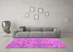 Machine Washable Abstract Pink Modern Rug in a Living Room, wshabs5332pnk
