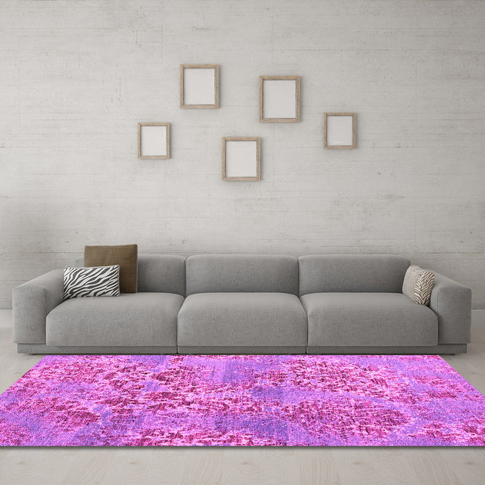 Machine Washable Abstract Pink Modern Rug in a Living Room, wshabs5332pnk