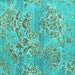 Square Machine Washable Abstract Turquoise Modern Area Rugs, wshabs5332turq