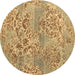 Round Machine Washable Abstract Brown Modern Rug, wshabs5332brn