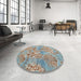 Round Abstract Dark Almond Brown Modern Rug in a Office, abs5332