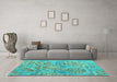 Machine Washable Abstract Turquoise Modern Area Rugs in a Living Room,, wshabs5332turq