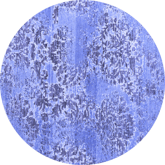 Round Abstract Blue Modern Rug, abs5332blu