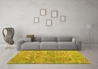 Machine Washable Abstract Yellow Modern Rug, wshabs5332yw