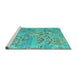 Sideview of Machine Washable Abstract Turquoise Modern Area Rugs, wshabs5332turq