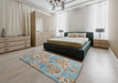 Abstract Dark Almond Brown Modern Rug in a Bedroom, abs5332