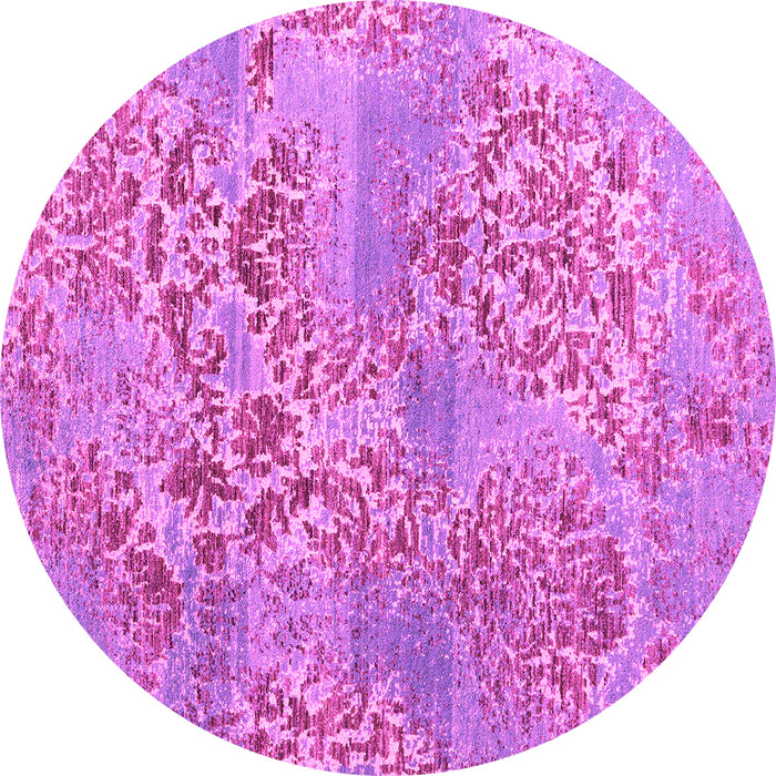 Round Machine Washable Abstract Pink Modern Rug, wshabs5332pnk