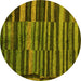 Round Abstract Yellow Modern Rug, abs5333yw