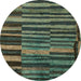 Round Abstract Hazel Green Modern Rug, abs5333