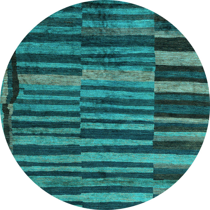 Round Abstract Light Blue Modern Rug, abs5333lblu