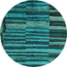 Round Abstract Light Blue Modern Rug, abs5333lblu