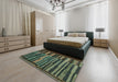 Abstract Hazel Green Modern Rug in a Bedroom, abs5333