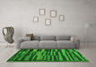 Machine Washable Abstract Green Modern Area Rugs in a Living Room,, wshabs5333grn