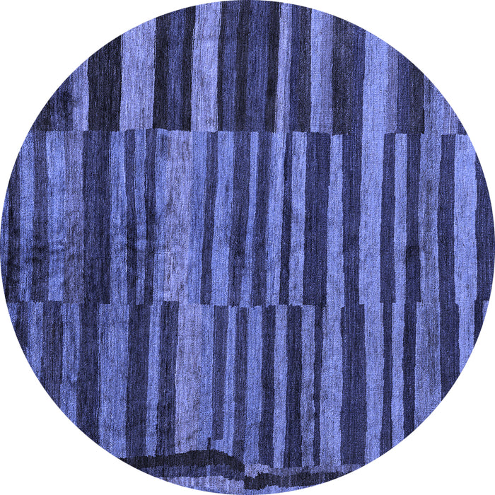 Round Abstract Blue Modern Rug, abs5333blu