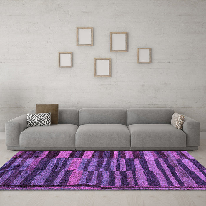 Machine Washable Abstract Purple Modern Area Rugs in a Living Room, wshabs5333pur