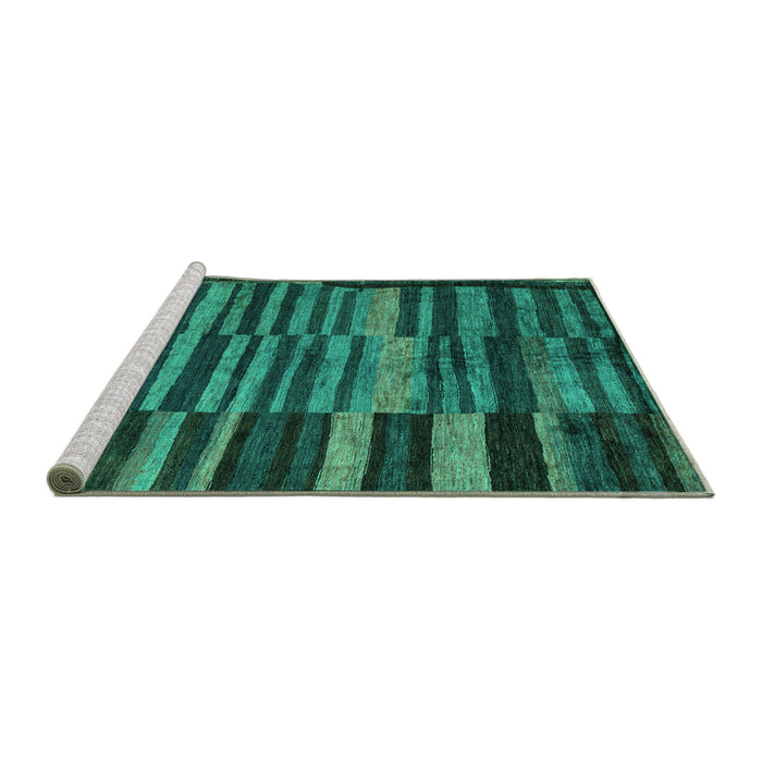Sideview of Machine Washable Abstract Turquoise Modern Area Rugs, wshabs5333turq