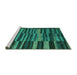 Sideview of Machine Washable Abstract Turquoise Modern Area Rugs, wshabs5333turq