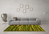 Machine Washable Abstract Yellow Modern Rug, wshabs5333yw