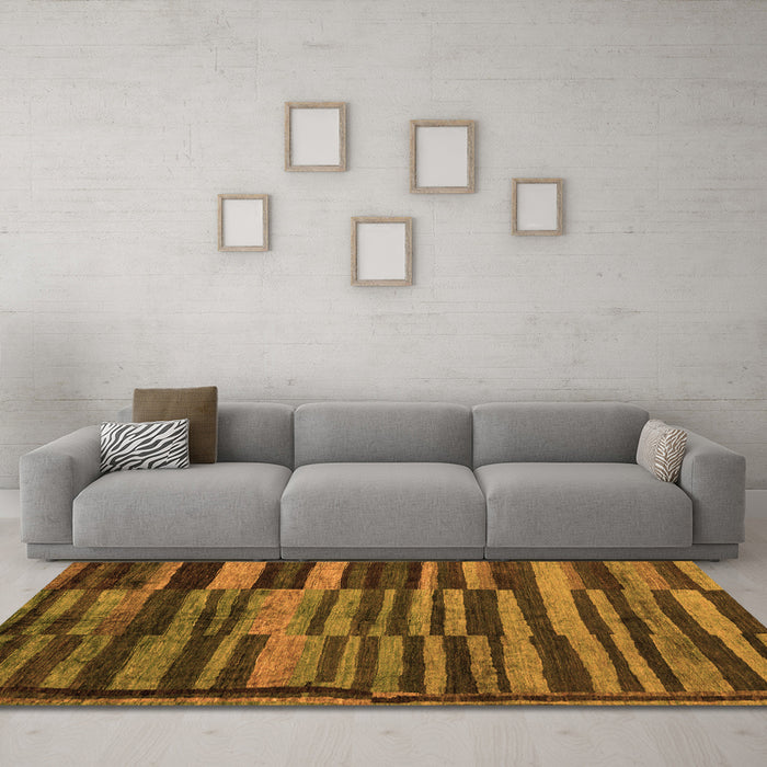 Machine Washable Abstract Orange Modern Area Rugs in a Living Room, wshabs5333org