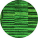 Round Machine Washable Abstract Green Modern Area Rugs, wshabs5333grn