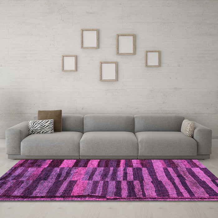 Machine Washable Abstract Pink Modern Rug in a Living Room, wshabs5333pnk