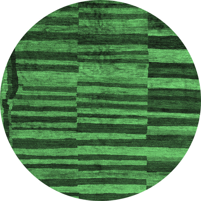 Round Abstract Emerald Green Modern Rug, abs5333emgrn