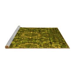 Sideview of Machine Washable Abstract Yellow Modern Rug, wshabs5334yw