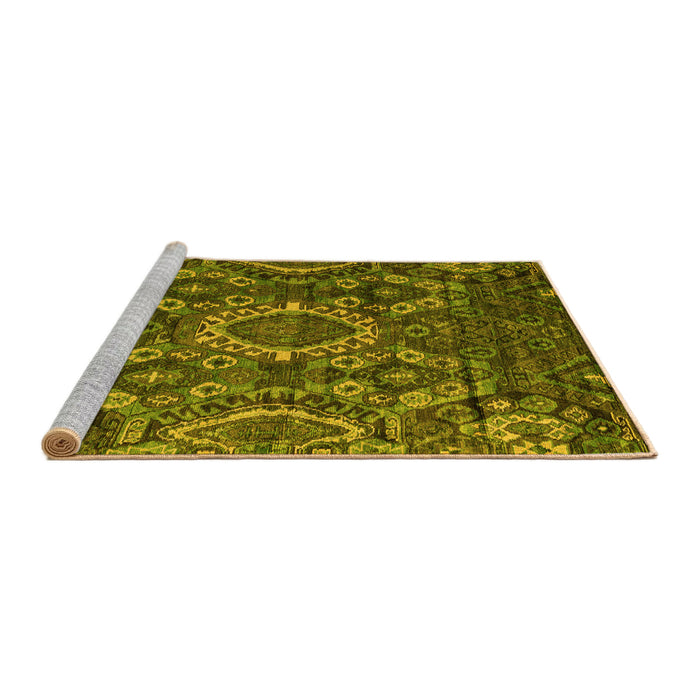 Sideview of Machine Washable Abstract Yellow Modern Rug, wshabs5334yw